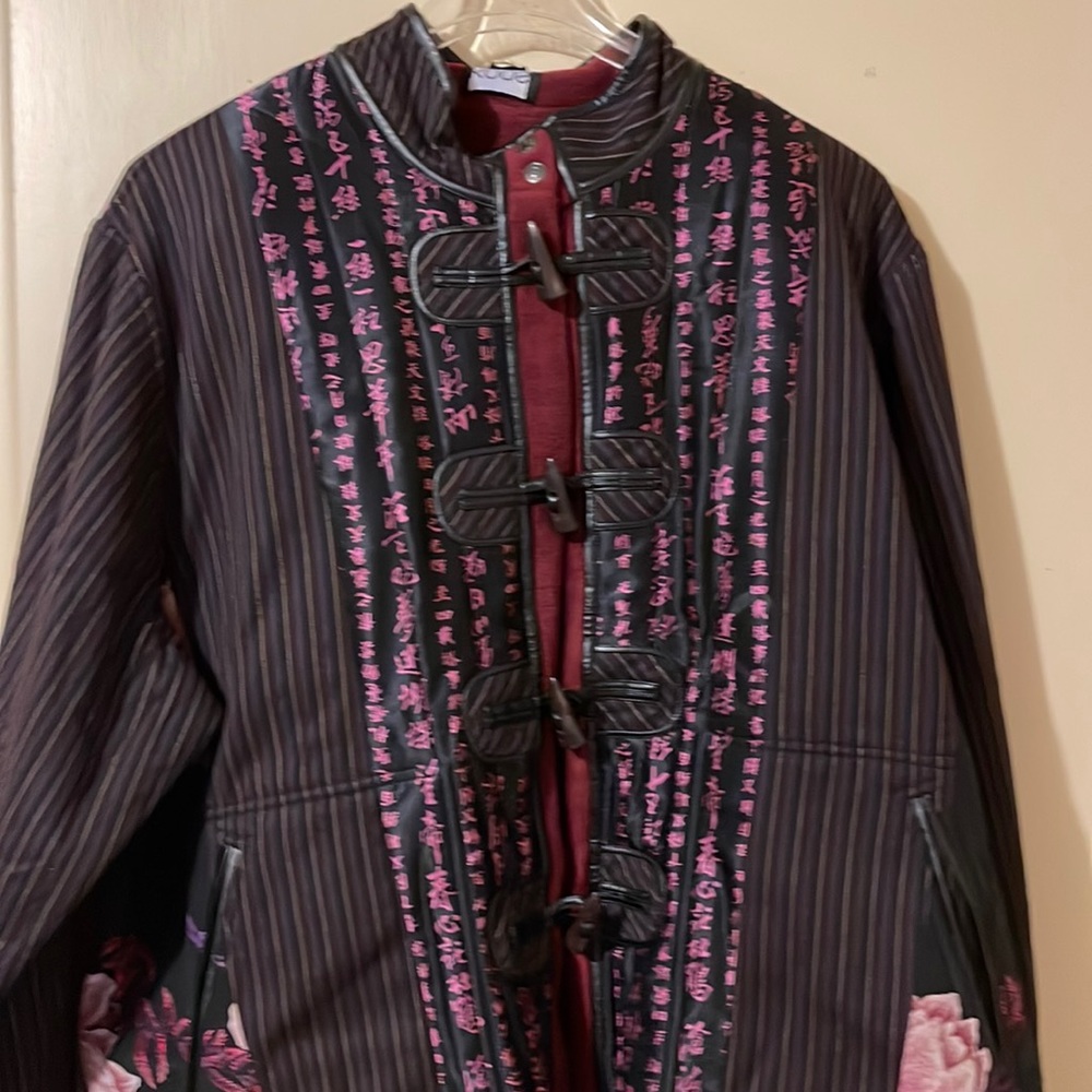 Burgundy and black jacket
